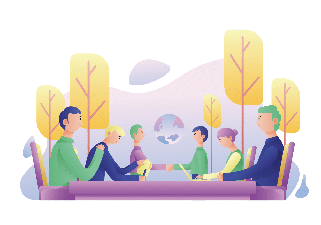 Startup members discussing founder equity in a meeting
