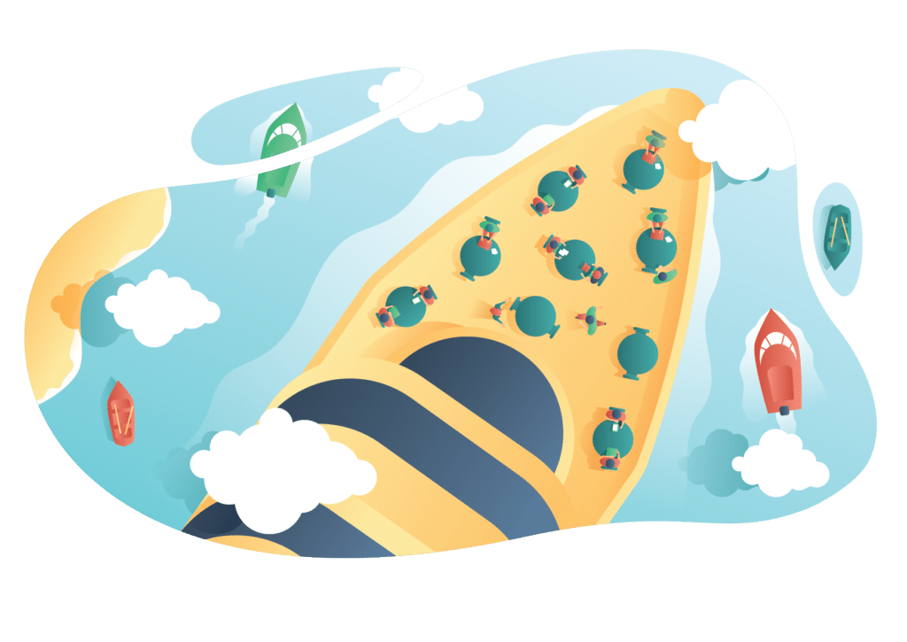 A successful startup working remotely on a cruise ship after raising series D funding