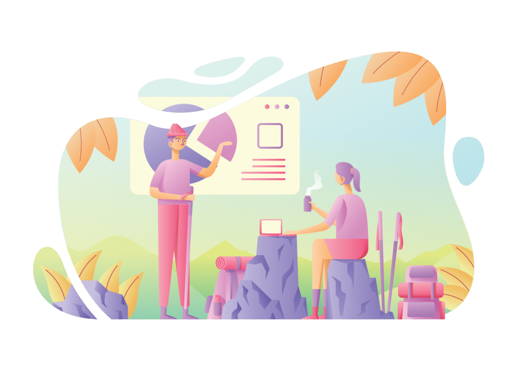 Startup founders discussing the terms of their pre-seed funding while camping
